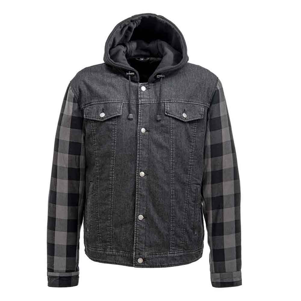 [TRIPLE FLEX PADDING] Road Armor Tuff Denim Protective Shirt With Plaid Sleeves