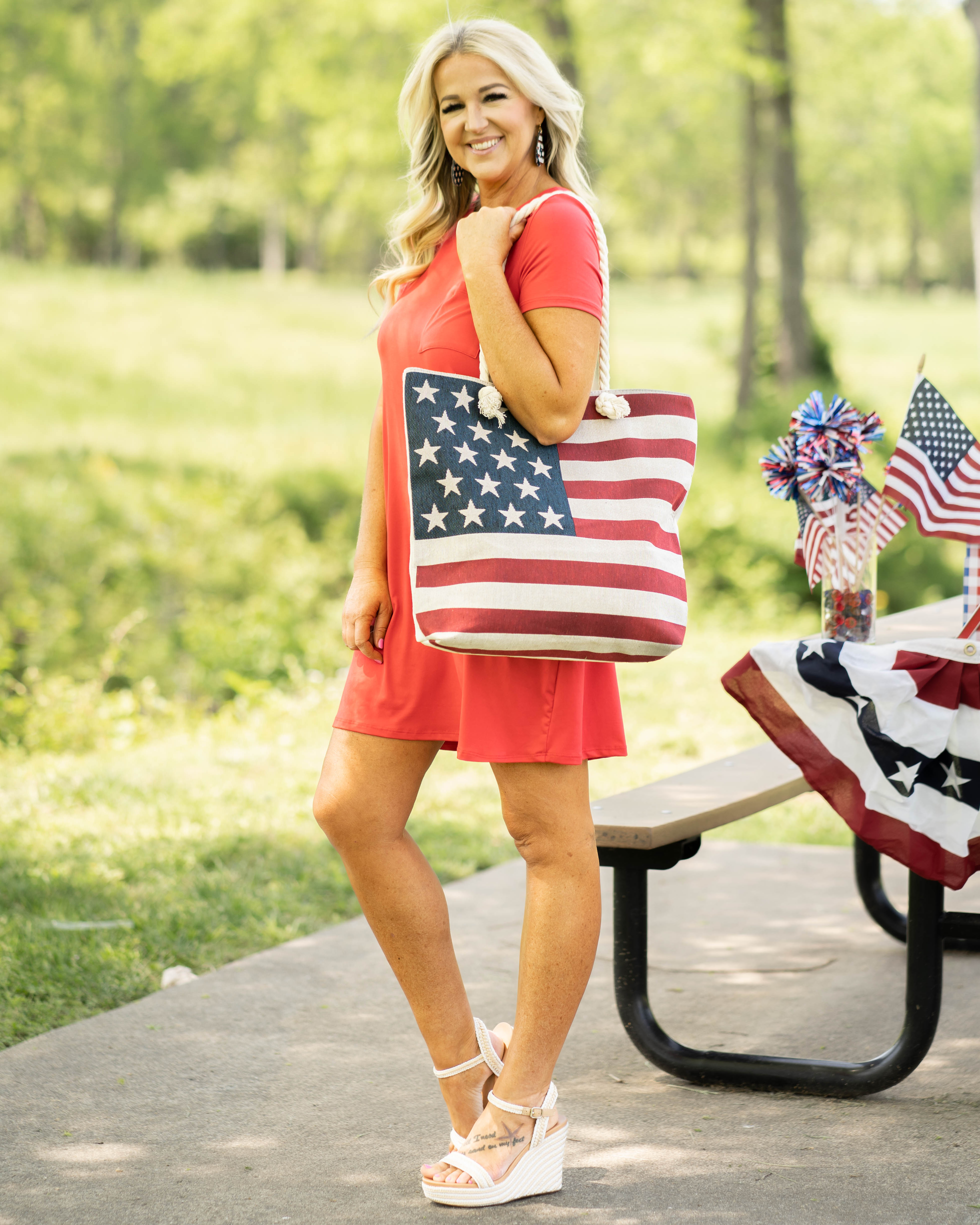 American Flag Canvas Tote